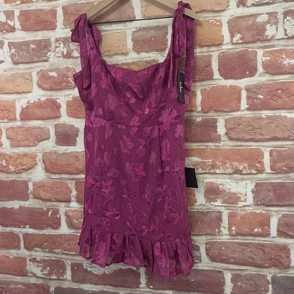 Lulus No One Prettier Dress Womens Large Purple Pink Floral Embroidered Sundress - Picture 3 of 8